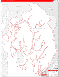 Ketchikan GatewayBorough (County), AK Wall Map Zip Code Red Line Style 2026